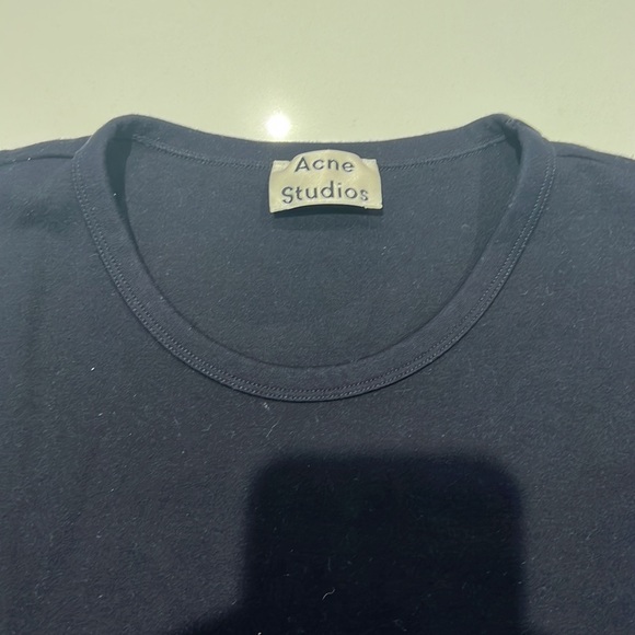 Acne Studios Navy Cotton Jersey T-shirt - Picture 3 of 4